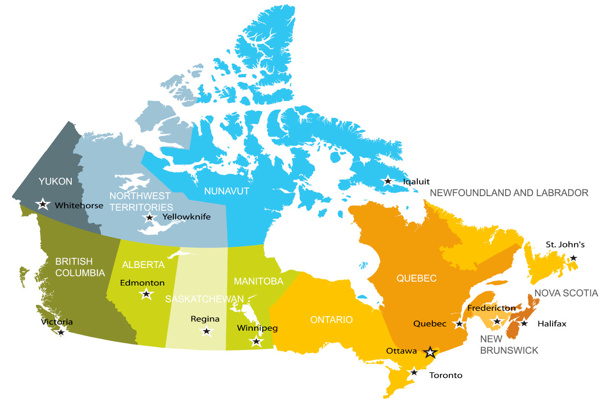 Map of Provinces and Territories of Canada Home Decor Premium Quality Poster Print Choose Your Sizes