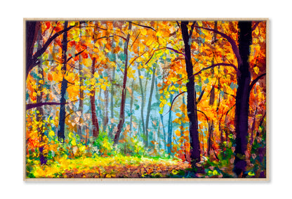 Autumn Forest Oil Painting Wall Art Limited Edition High Quality Print Canvas Box Framed Natural