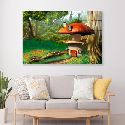 Mushroom House in An Enchanted Forest Acrylic Glass Print Tempered Glass Wall Art 100% Made in Australia Ready to Hang