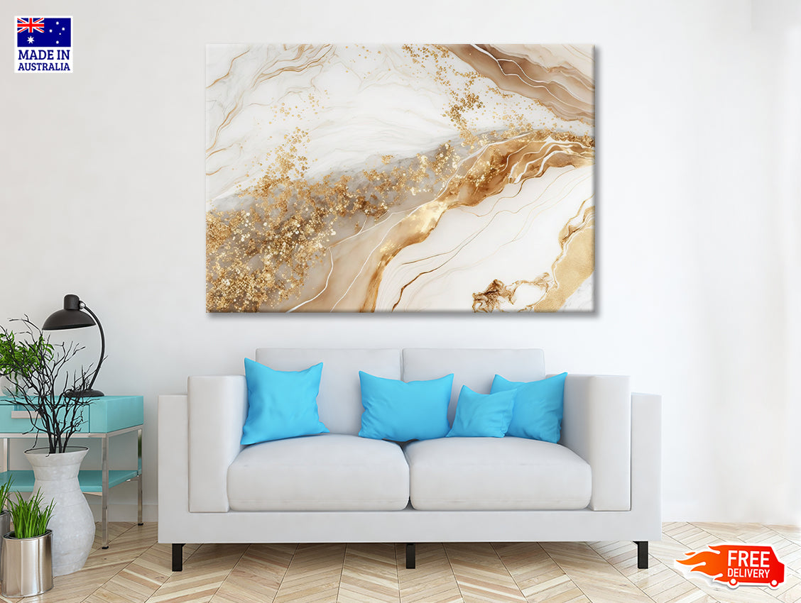 Natural White and Gold Marble Texture Print 100% Australian Made - Bella Home Decor