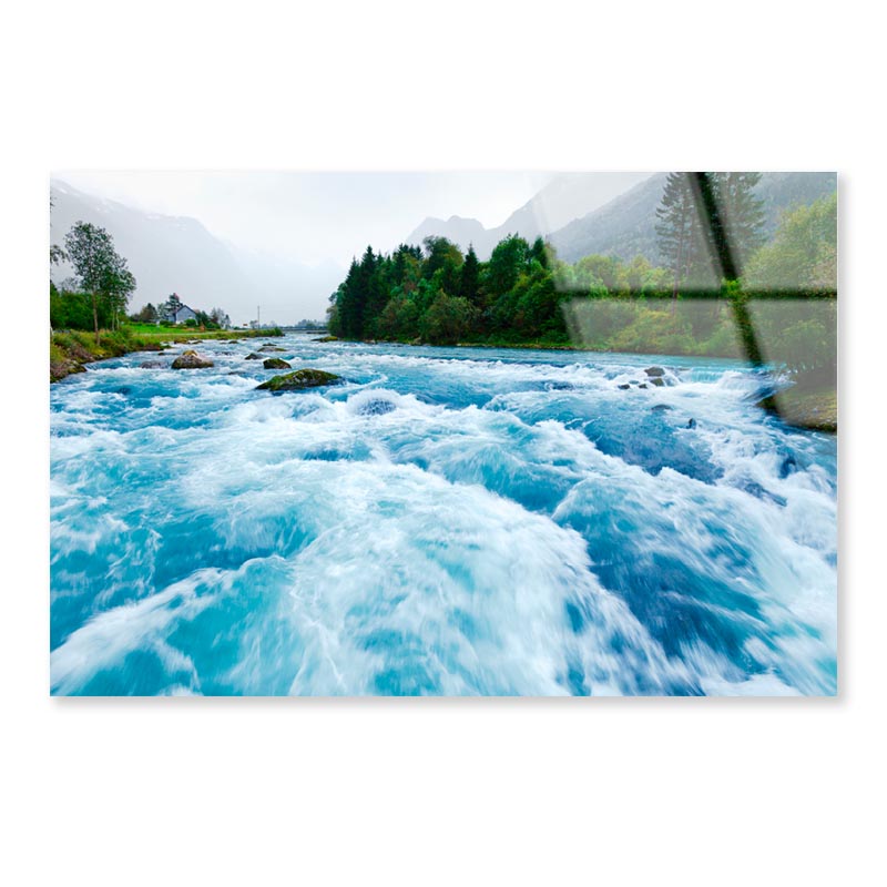 Milky Blue Glacial Water of Briksdal River in Norway Acrylic Glass Print Tempered Glass Wall Art 100% Made in Australia Ready to Hang - Bella Home Decor