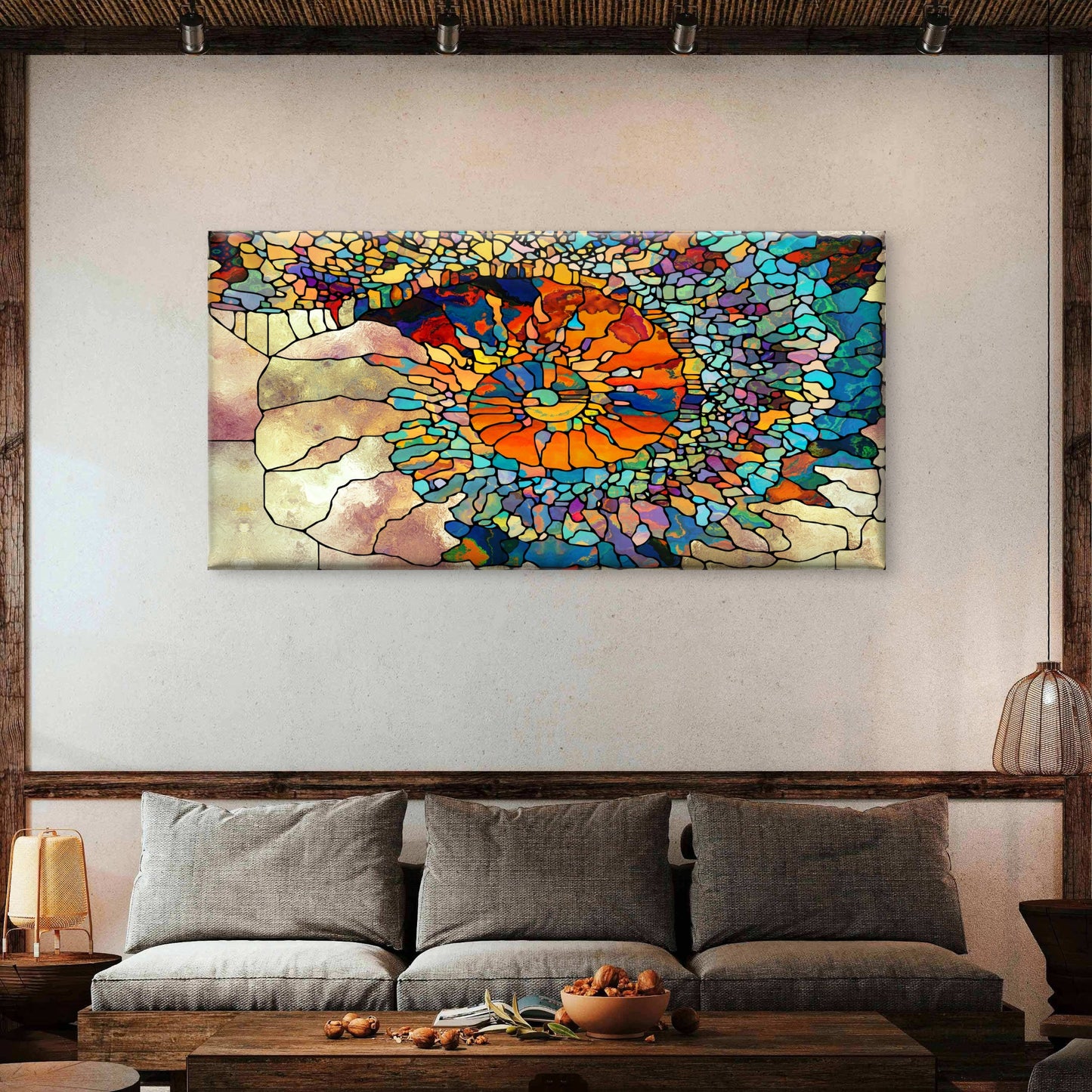 Colorful Nautilus Shell Motif Wall Art Canvas Office Home Room Framed 120x60cm - Bella Home Decor