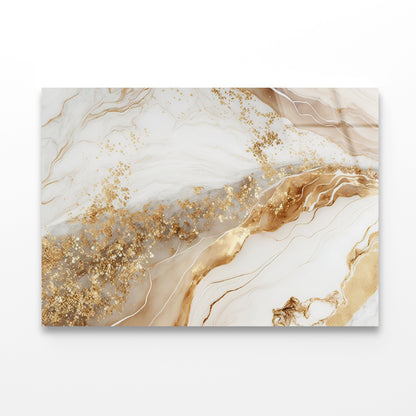 Natural White and Gold Marble Texture Acrylic Glass Print Tempered Glass Wall Art 100% Made in Australia Ready to Hang - Bella Home Decor