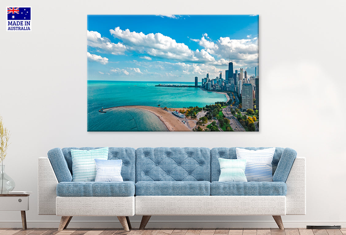 Chicago Skyline Michigan and City Skyscrapers Wall Art Decor 100% Australian Made