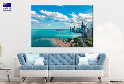 Chicago Skyline Michigan and City Skyscrapers Wall Art Decor 100% Australian Made