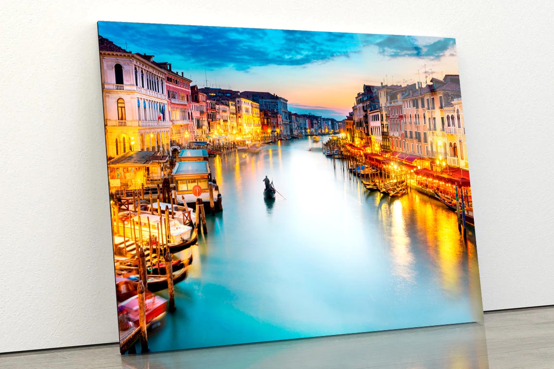 Venice, Canal Grande - Italy Acrylic Glass Print Tempered Glass Wall Art 100% Made in Australia Ready to Hang - Bella Home Decor