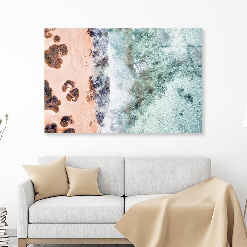 Beach Top View with Bushes Acrylic Glass Print Tempered Glass Wall Art 100% Made in Australia Ready to Hang