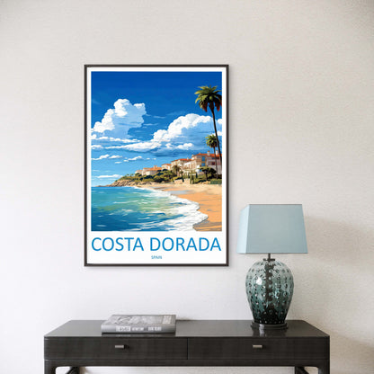 Costa Dorada Spain Coast Spanish Mediterranean Beach Travel Poster Print Wall Art