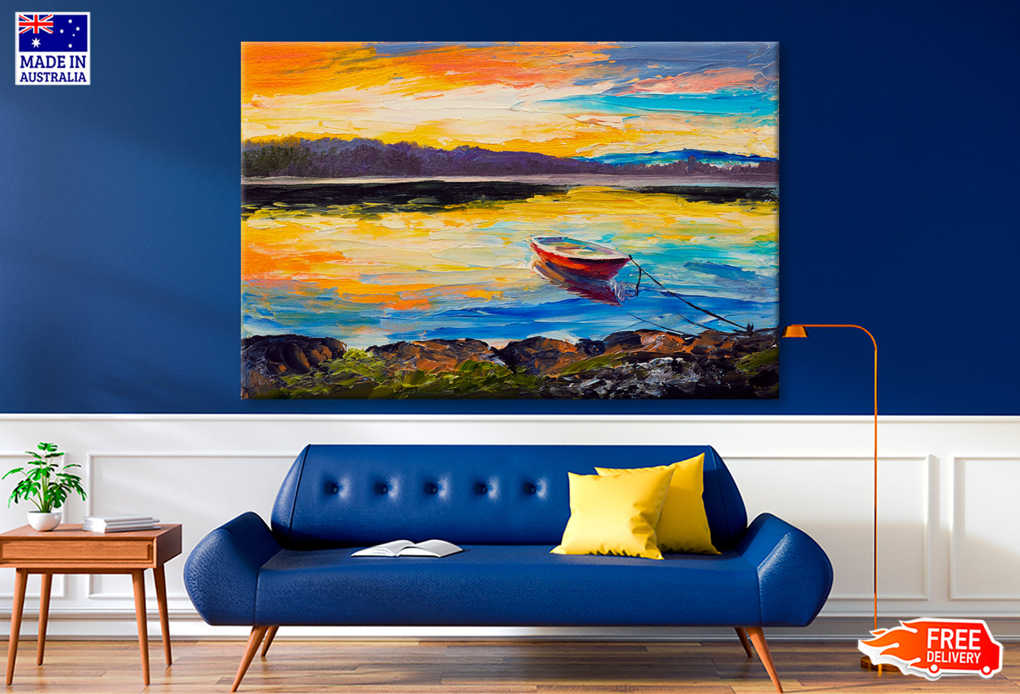 Fishing Boats On Sea View Oil Painting Limited Edition High Quality Print