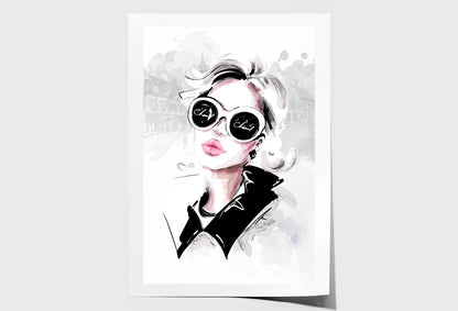 Black White Lady Fashion Art Wall Art Limited Edition High Quality Print Unframed Roll Canvas None