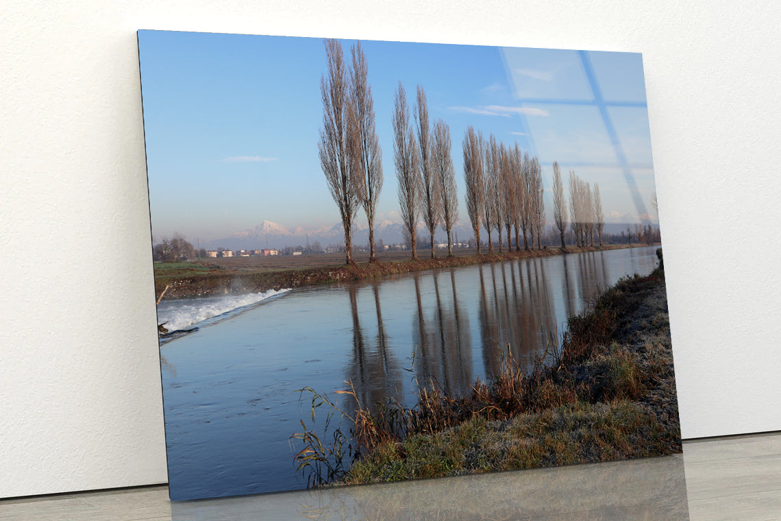 A Body of Water Surrounded By Trees & A Cloudy Sky Acrylic Glass Print Tempered Glass Wall Art 100% Made in Australia Ready to Hang