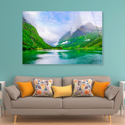 Beautiful Scenery of Scandinavian with Mountains Acrylic Glass Print Tempered Glass Wall Art 100% Made in Australia Ready to Hang