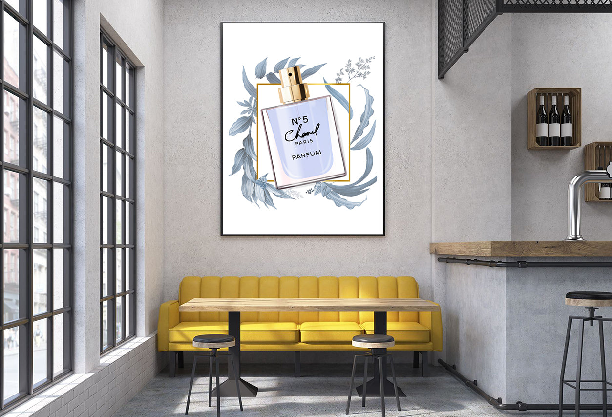 Grey Leaves & Perfume Bottle Print 100% Australian Made