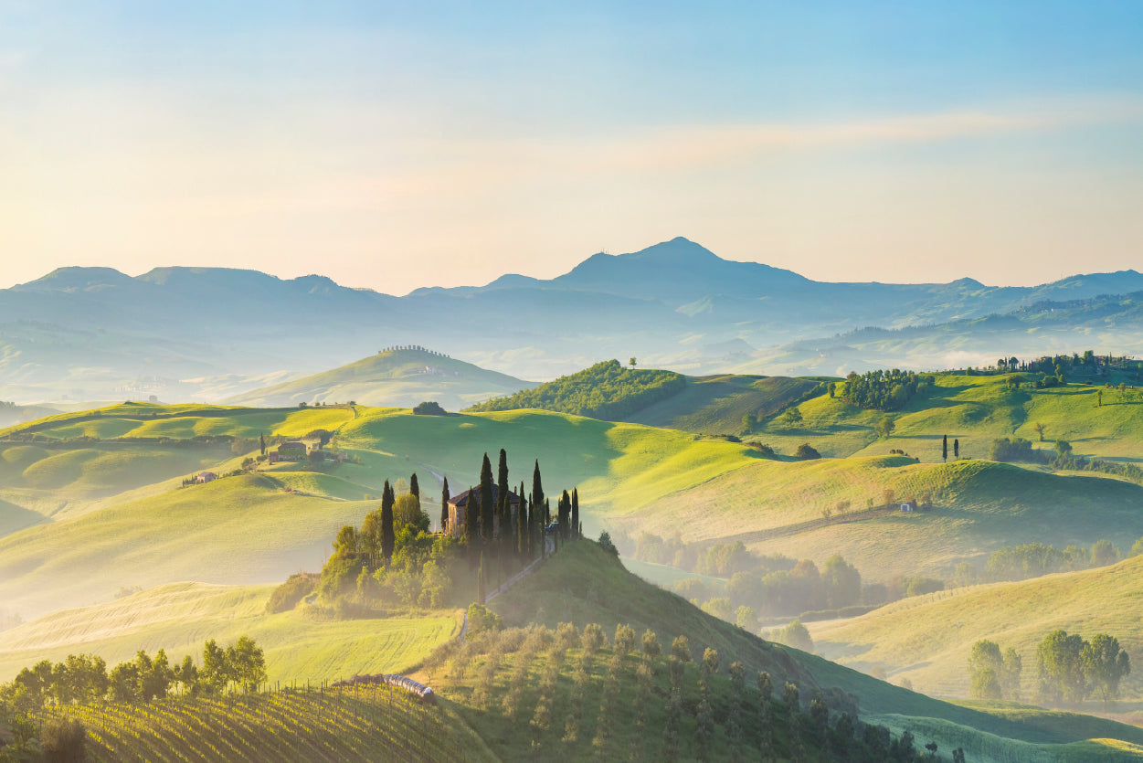 Hills, Trees, Mountains in Tuscany, Italy Print 100% Australian Made - Bella Home Decor