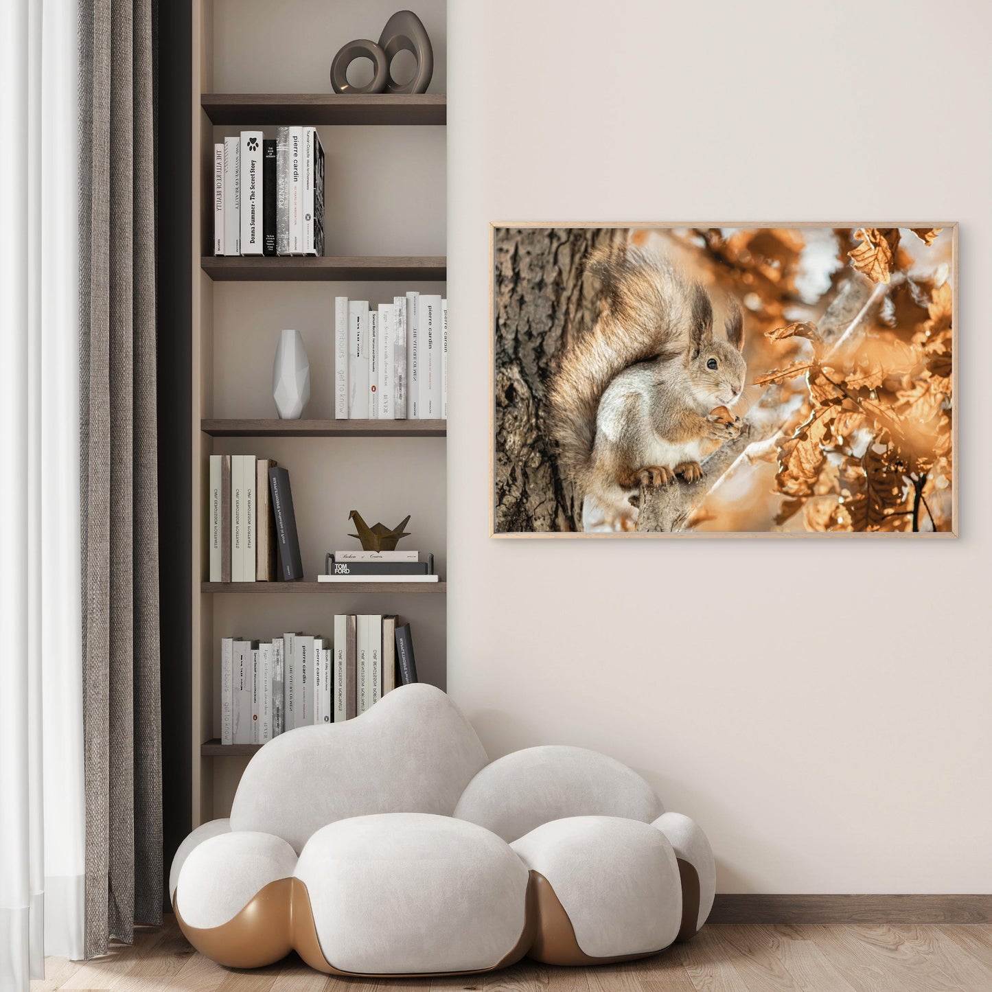 Autumn Squirrel Golden Fall Leaves Rustic Woodland Animal Wall Art Decor 100% Australian Made