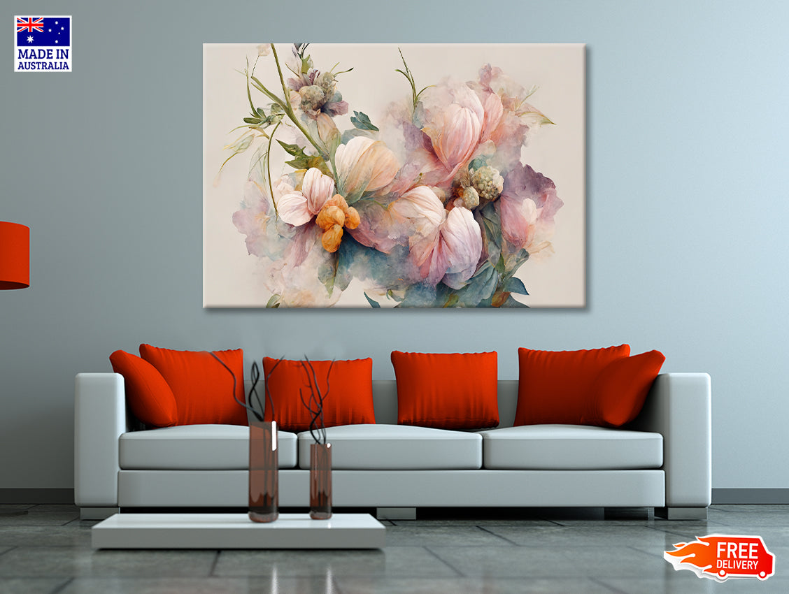 Pink and White Flowers Painting Print 100% Australian Made - Bella Home Decor