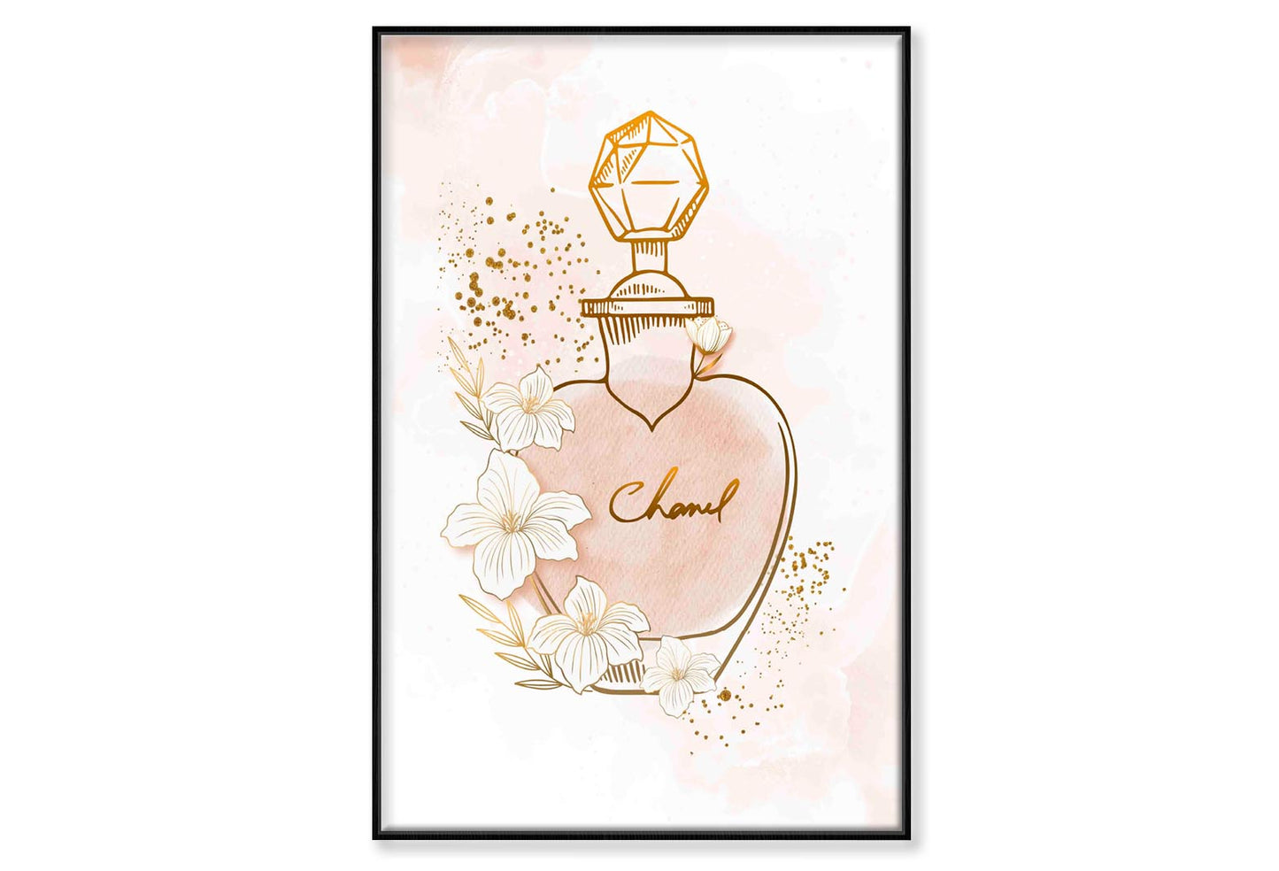 Elegant Gold Perfume Wall Art Limited Edition High Quality Print Canvas Box Framed Black