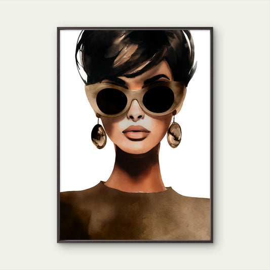 Retro Fashion Sunglasses Girl Fashion Home Decor Premium Quality Poster Print Choose Your Sizes - Bella Home Decor