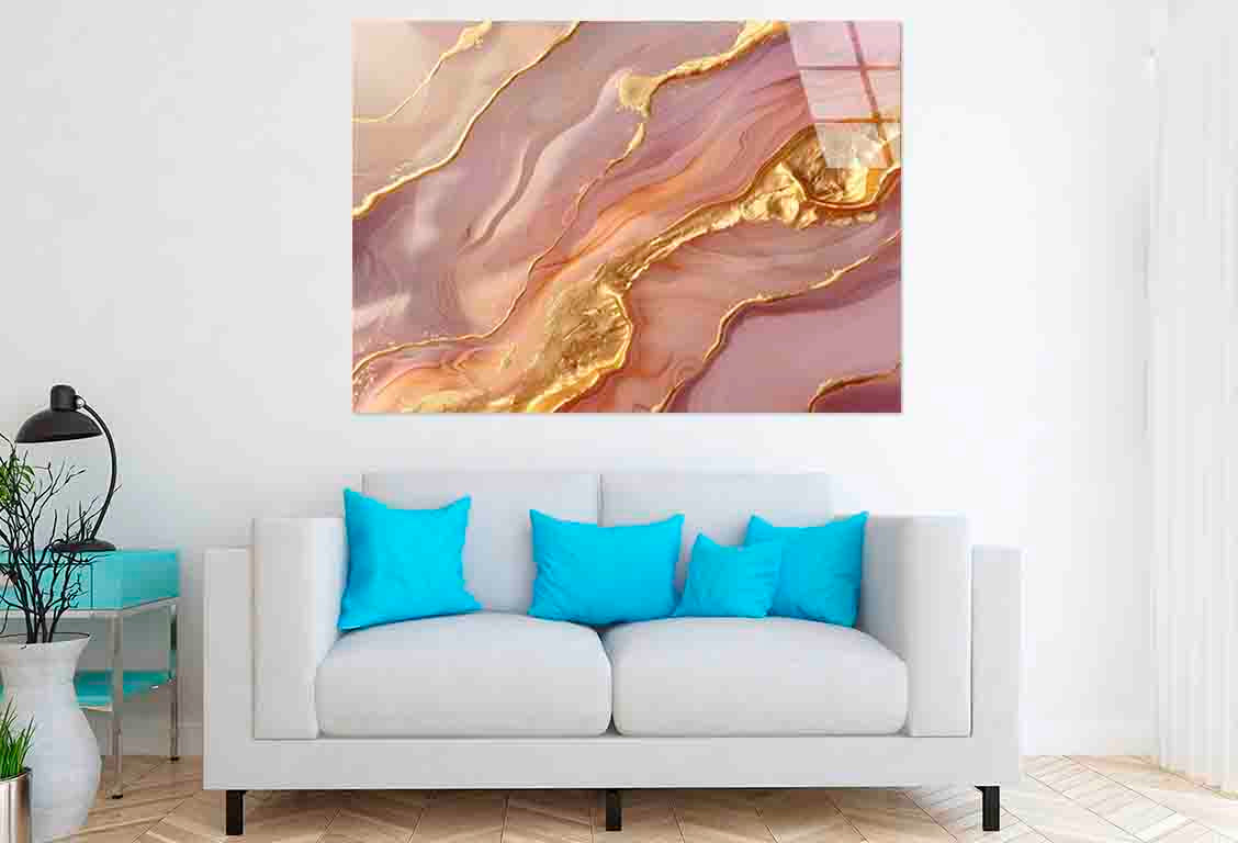 Mauve Swirling Agate Tempered Glass Printing Wall Art Australian Made Quality - Bella Home Decor