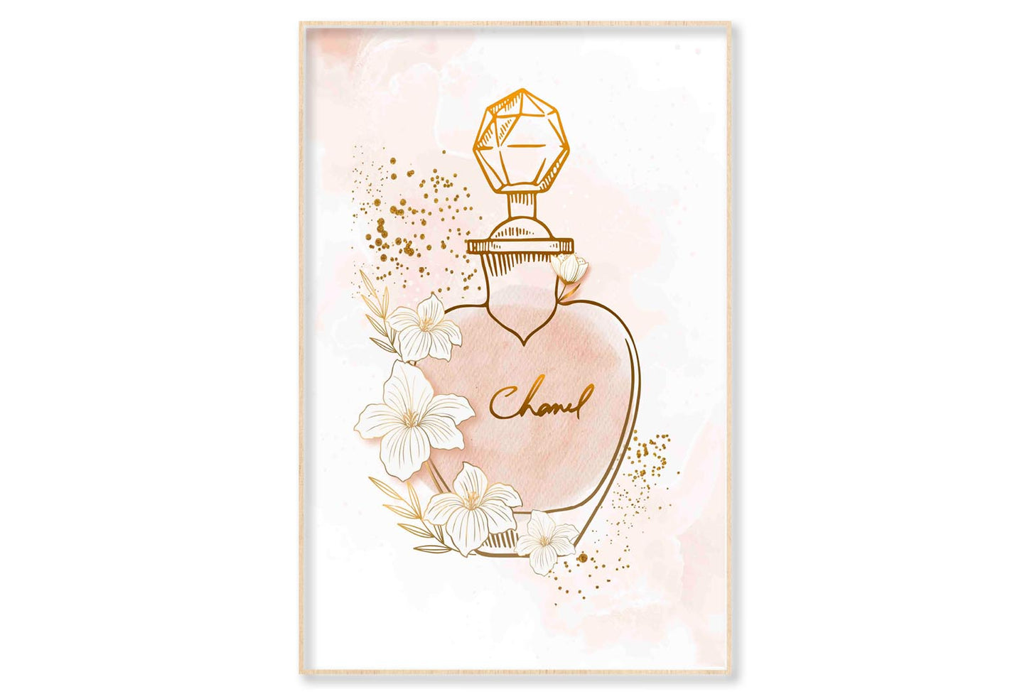 Elegant Gold Perfume Wall Art Limited Edition High Quality Print Canvas Box Framed Natural