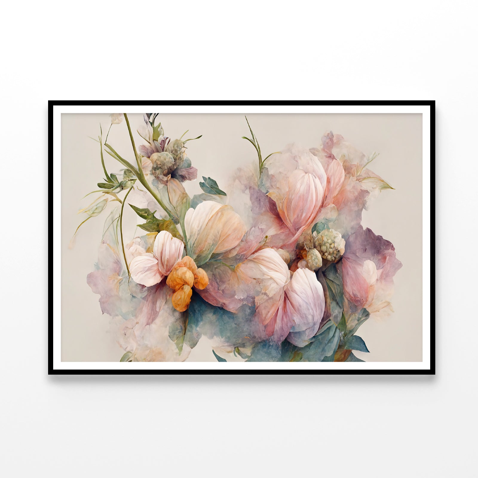 Pink and White Flowers Painting Home Decor Premium Quality Poster Print Choose Your Sizes - Bella Home Decor