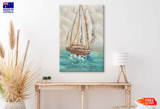 Sea, Sailing Boat, Fabric, Nature Wall Art Limited Edition High Quality Print