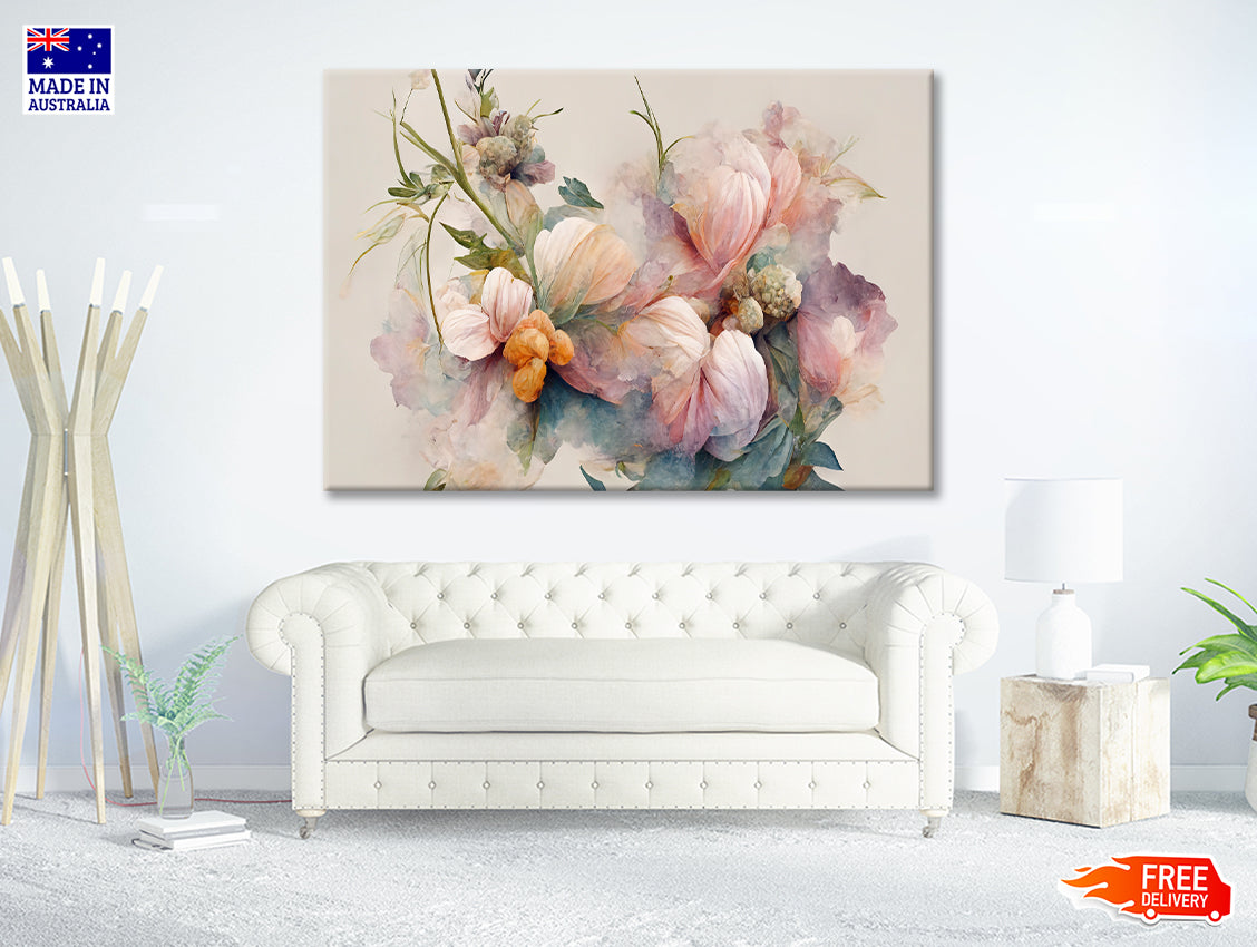 Pink and White Flowers Painting Print 100% Australian Made - Bella Home Decor