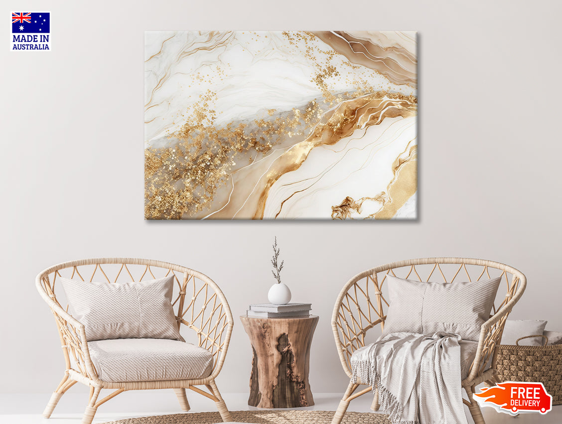 Natural White and Gold Marble Texture Print 100% Australian Made - Bella Home Decor