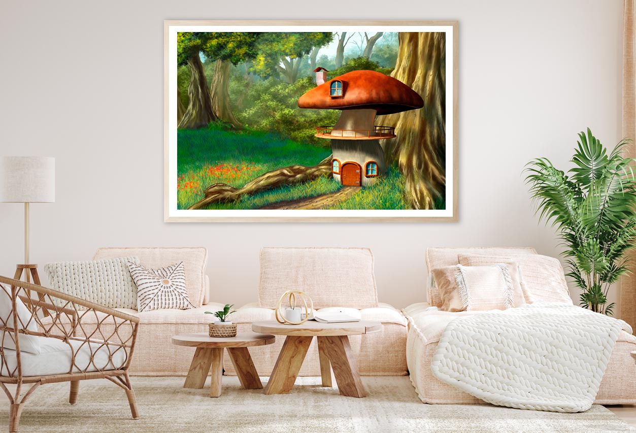 Mushroom House in An Enchanted Forest Home Decor Premium Quality Poster Print Choose Your Sizes