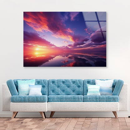 Beautiful Sunset Sky with Clouds Acrylic Glass Print Tempered Glass Wall Art 100% Made in Australia Ready to Hang - Bella Home Decor