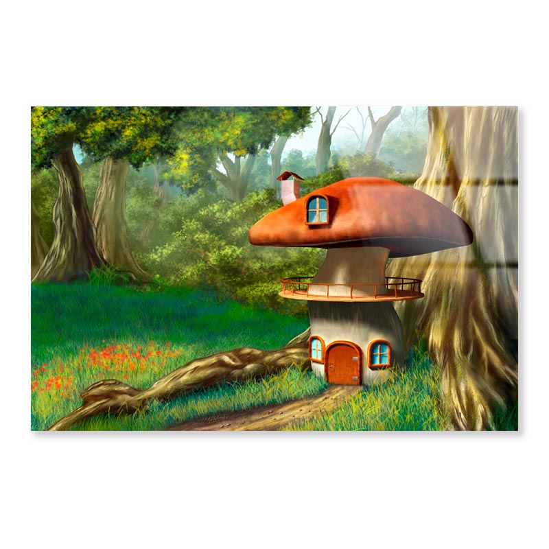 Mushroom House in An Enchanted Forest Acrylic Glass Print Tempered Glass Wall Art 100% Made in Australia Ready to Hang