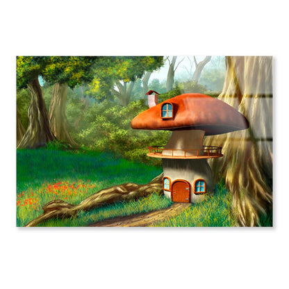 Mushroom House in An Enchanted Forest Acrylic Glass Print Tempered Glass Wall Art 100% Made in Australia Ready to Hang