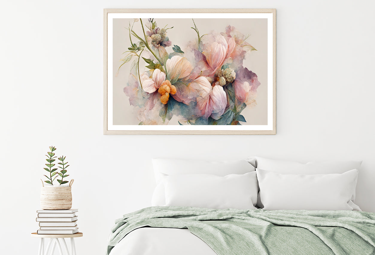 Pink and White Flowers Painting Home Decor Premium Quality Poster Print Choose Your Sizes - Bella Home Decor