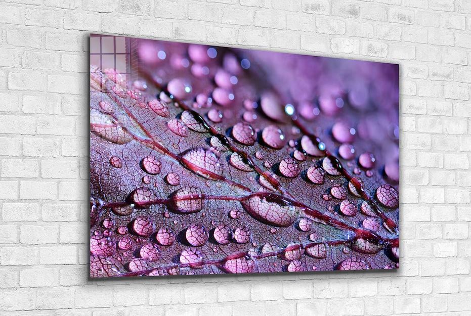 Purple Leaf on Droplet UV Direct Aluminum Print Australian Made Quality