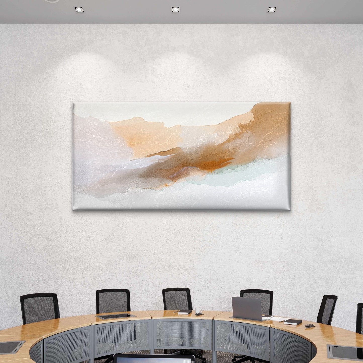 Minimalist Beige Abstract Wave Wall Art Canvas Office Home Room Framed 120x60cm
