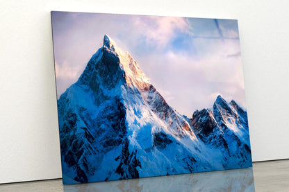 View Of Beautiful Snowy Masherbrum  Acrylic Glass Print Tempered Glass Wall Art 100% Made in Australia Ready to Hang - Bella Home Decor