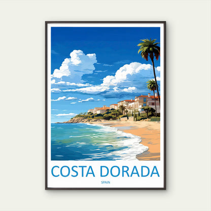 Costa Dorada Spain Coast Spanish Mediterranean Beach Travel Poster Print Wall Art