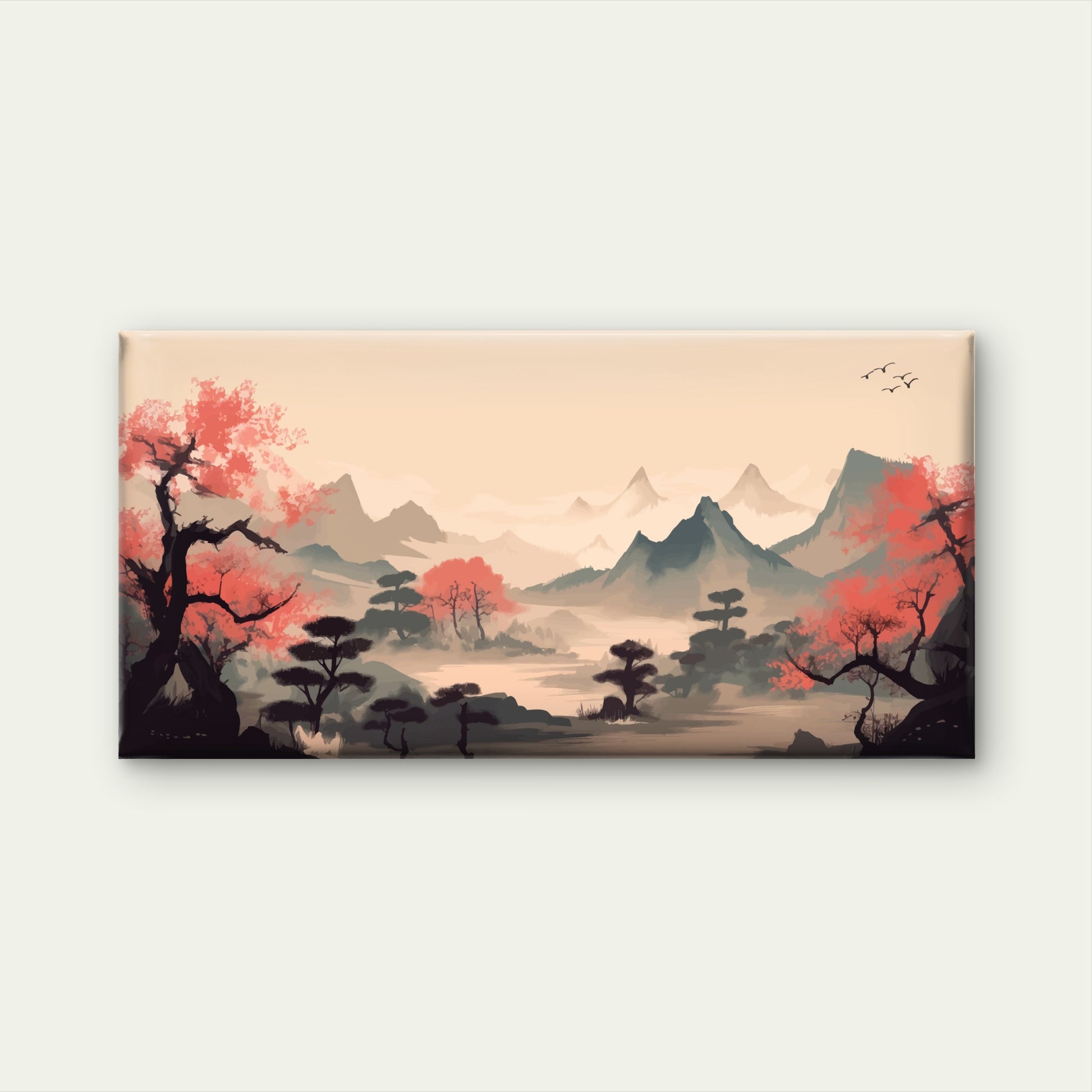 Japan Pagoda Mountain View Wall Art Canvas Office Home Room Framed 120x60cm - Bella Home Decor