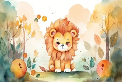 Happy Lion Cub in Flower Blossom Garden Home Decor Premium Quality Poster Print Choose Your Sizes