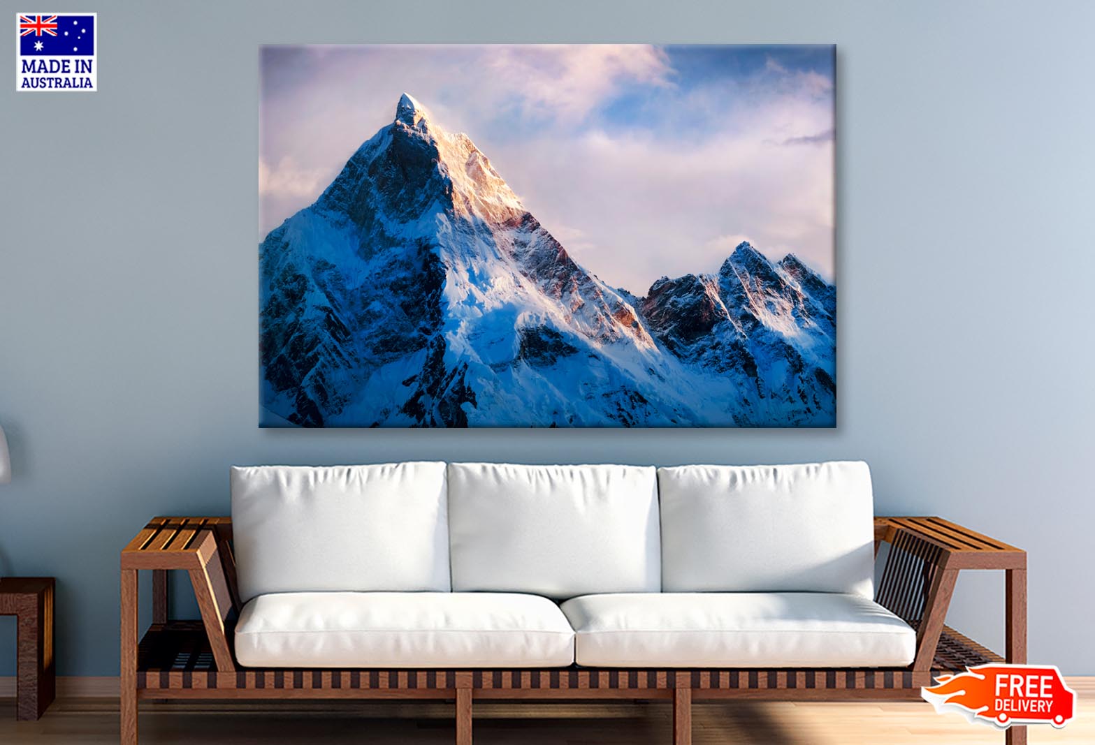 View Of Beautiful Snowy Masherbrum  Wall Art Decor 100% Australian Made - Bella Home Decor