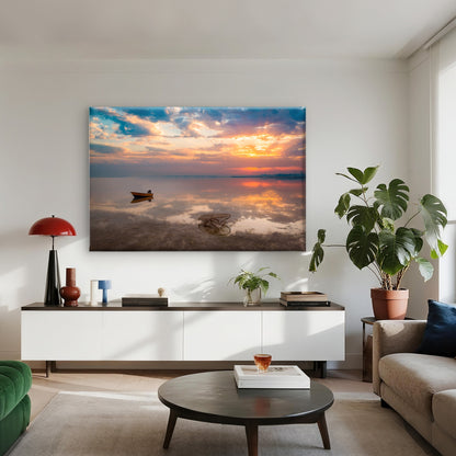 Vibrant Golden Hour Light Across Peaceful Albufera In Spain Wall Art Decor 100% Australian Made