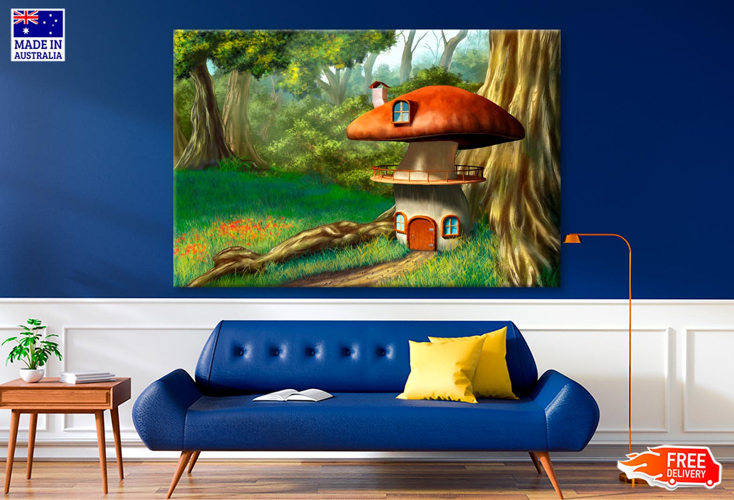 Mushroom House in An Enchanted Forest Wall Art Decor 100% Australian Made