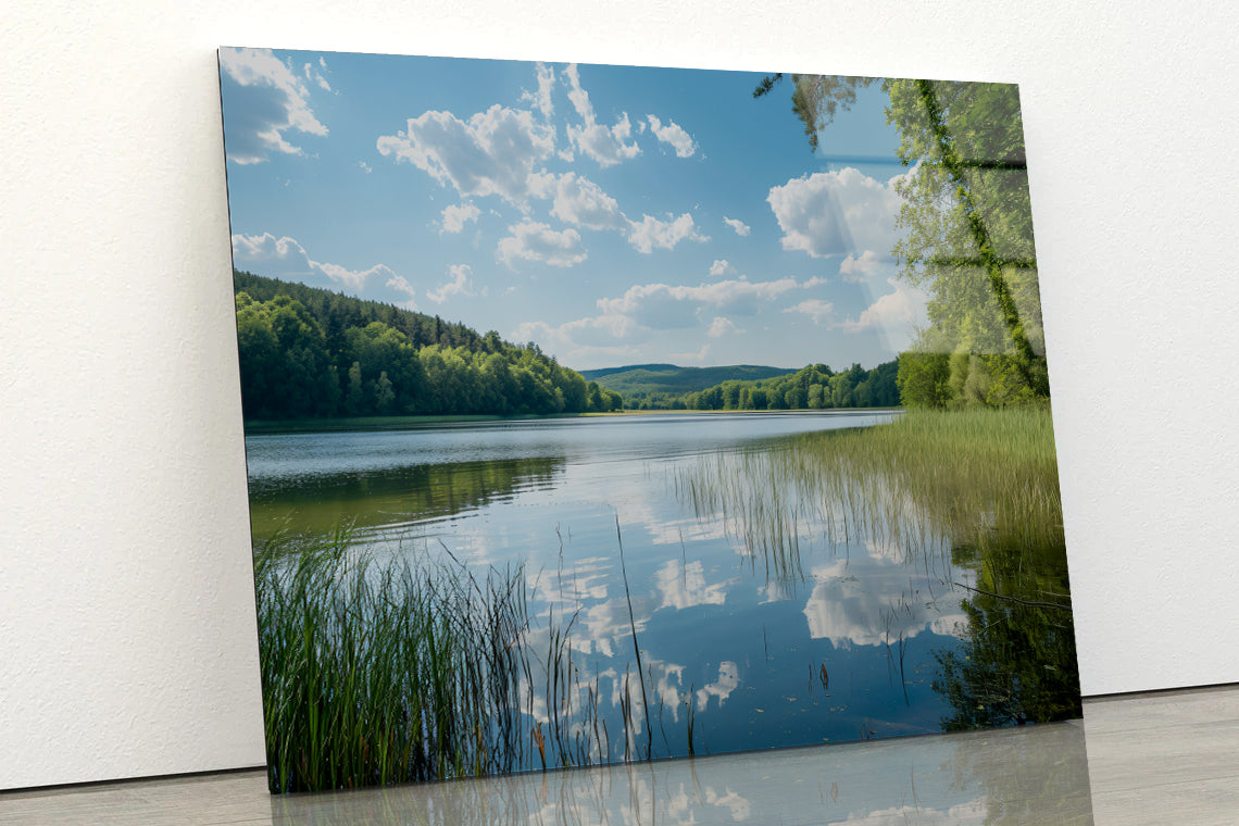 Lake Surrounded By Trees with Sky Acrylic Glass Print Tempered Glass Wall Art 100% Made in Australia Ready to Hang - Bella Home Decor