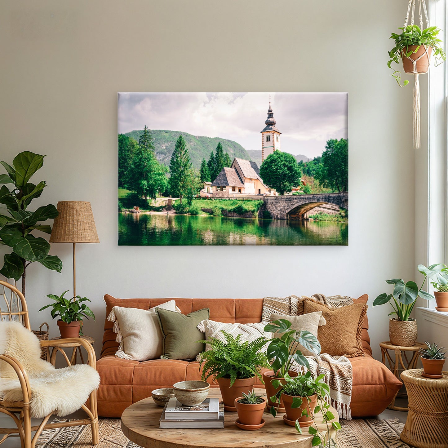Lake Bohinj St. John Baptist Church Bridge Slovenia Wall Art Decor 100% Australian Made