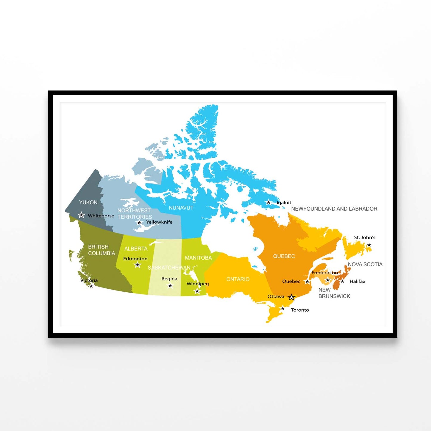 Map of Provinces and Territories of Canada Home Decor Premium Quality Poster Print Choose Your Sizes