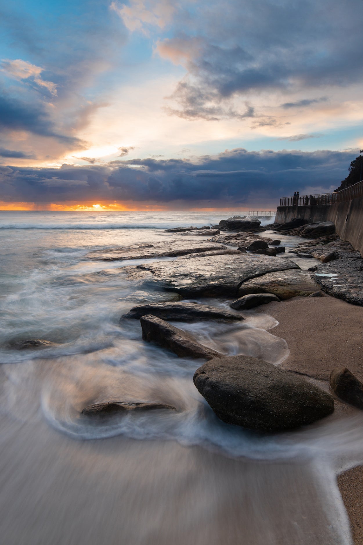 Sunrise View Of Rocky Coastline Glass Framed Wall Art, Ready to Hang Quality Print