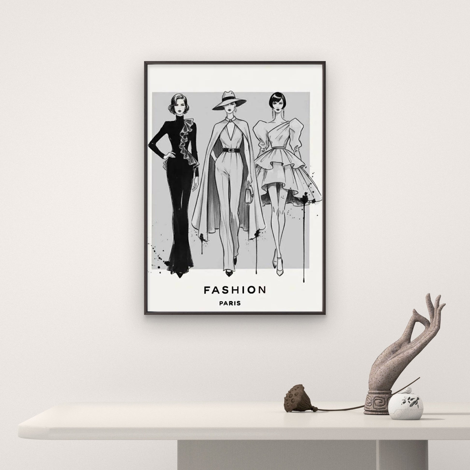 Black and White Elegant Fashion Sketch Fashion Home Decor Premium Quality Poster Print Choose Your Sizes - Bella Home Decor