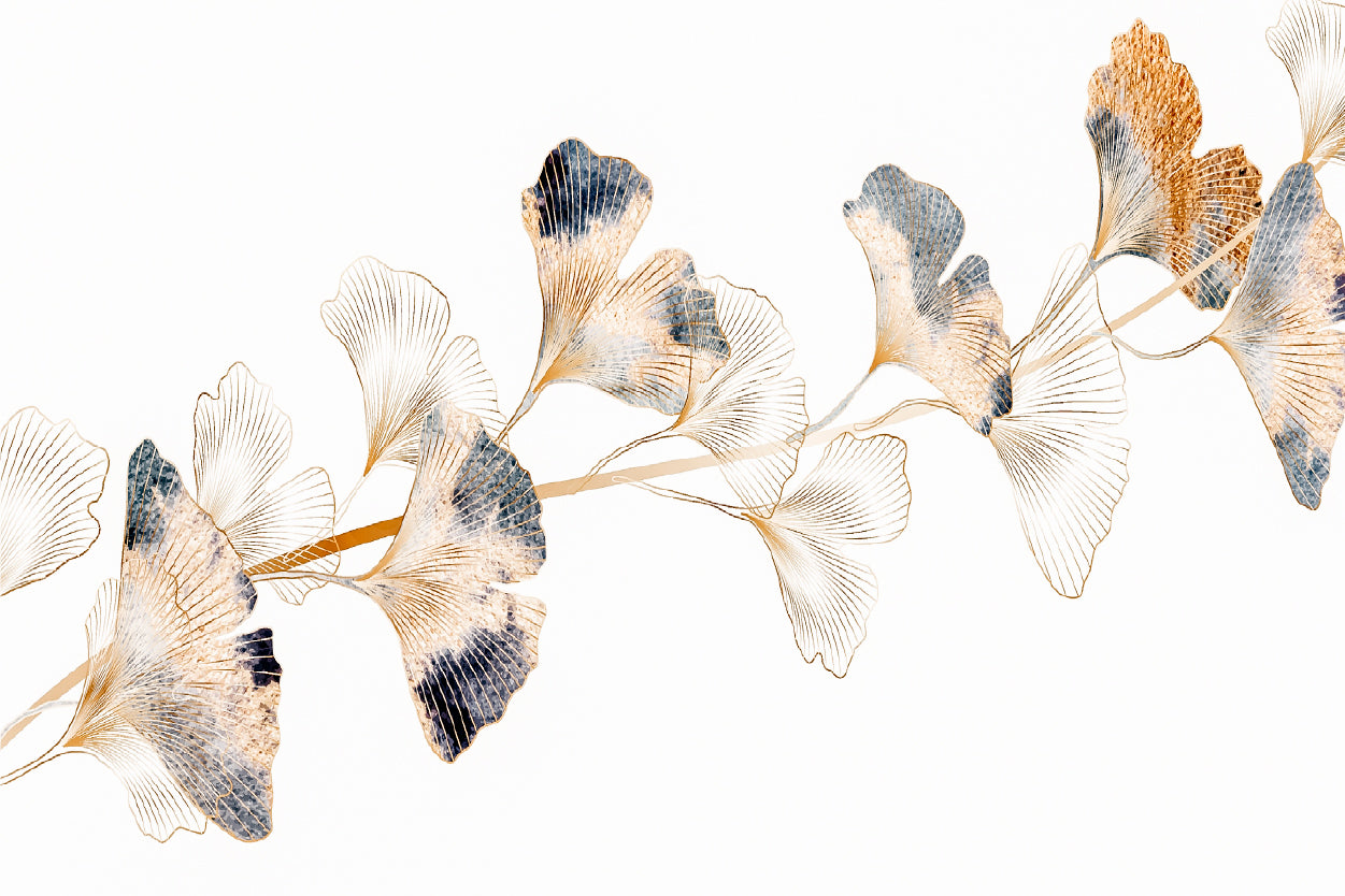 Minimalist Ginkgo Leaf Painting Modern Gold Botanical Wall Art Decor 100% Australian Made