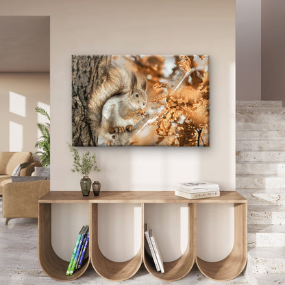 Autumn Squirrel Golden Fall Leaves Rustic Woodland Animal Wall Art Decor 100% Australian Made