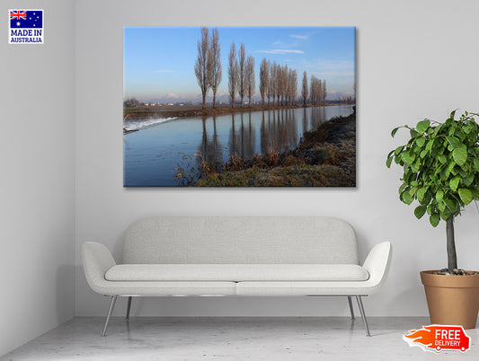 A Body of Water Surrounded By Trees & A Cloudy Sky Print 100% Australian Made